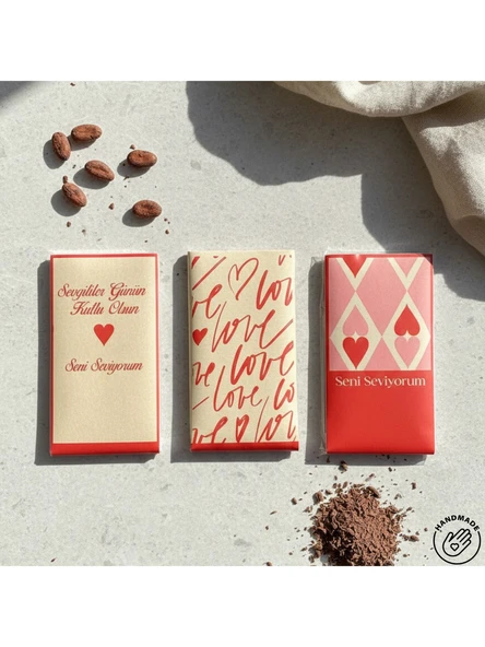 Nutat Sevgililer Gününe Özel Seri Fındıklı Sütlü Çikolata 3'lü Set %33 Kakao 279 GR. ürün görseli 1