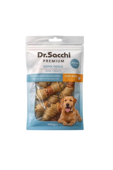 DR. SACCHİ Dr.Sacchi Premium Tavuk Sargılı Sığır Derisi Doğal Düğüm Kemik Tahılsız Köpek Ödülü 2“ 12-13 Gr 8'li ürün görseli 1