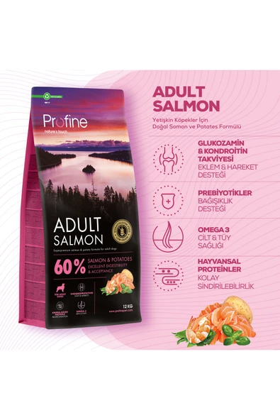 PROFİNE Yetişkin Köpekler İçin Doğal Somon ve Patates Formül 12kg ürün görseli 1