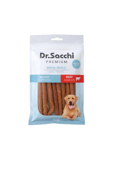 DR. SACCHİ Dr.Sacchi Premium Sığır Etli Çubuk Tahılsız Köpek Ödülü 5" 11-13 Gr 10'lu ürün görseli 1