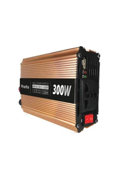Piranha 12264 Voltaj Çevirici Invertör 300W | 12V → 220V Invertör | Kısa Devre & Düşük Voltaj Koruma ürün görseli 1