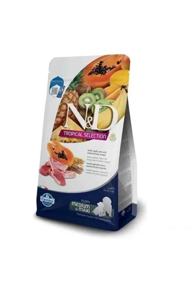 N D Tropical Selection Kuzu Etli ve Tropikal Meyveli Orta ve Büyük Irk Yavru Köpek Maması 2 Kg ürün görseli 1