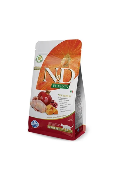 N D Pumpkin Balkabaklı Bıldırcınlı Narlı Tahılsız Kısırlaştırılmış Kedi Maması 1,5 Kg ürün görseli 1