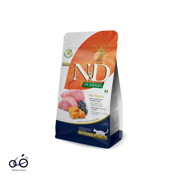N&D Pumpkin Kuzu Etli Bal Kabaklı ve Yaban Mersinli Tahılsız Kısırlaştırılmış Kedi Maması 1,5kg ürün görseli 1