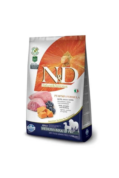 N D Balkabaklı Kuzu Etli Medium Maxi Tahılsız Köpek Maması 2.5 Kg ürün görseli 1