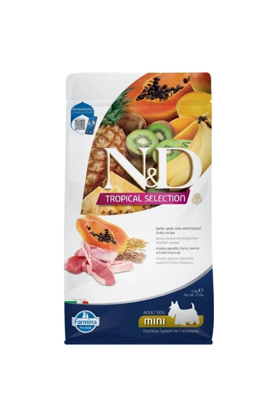 N D Nd tropical selection köpek 1,5kg mini adult kuzu etli tropikal meyve küçük ırk yetişkin köpek mama ürün görseli 1