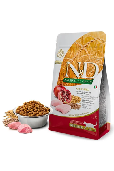 N D Ancestral Grain Tavuklu Narlı Düşük Tahıllı Kısırlaştırılmış Kedi Maması 1,5 Kg ürün görseli 1