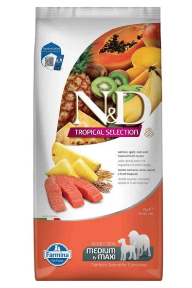 N D Tropical Selection Somonlu Orta ve Büyük Irk Yetişkin Köpek Maması 10kg ürün görseli 1