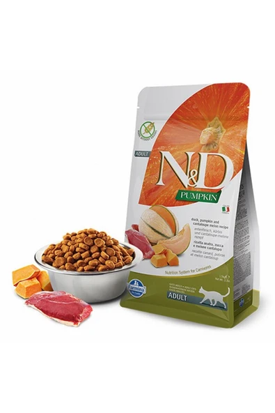 N D Balkabaklı Ördek Ve Kavunlu Kedi Maması 1.5 Kg ürün görseli 1
