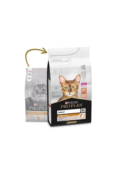PRO PLAN Elegant Derma Plus Somonlu Tüy Yumağı Önleyici Yetişkin Kedi Maması 10 Kg ürün görseli 1