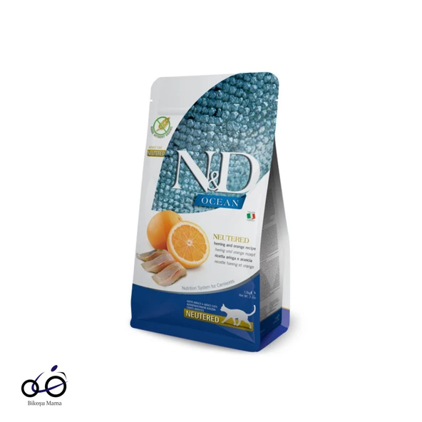 N&D Ocean Ringa Balıklı ve Portakallı Tahılsız Kısırlaştırılmış Kedi Maması 1,5kg ürün görseli 1