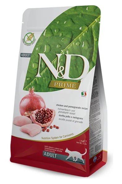 N D Tavuklu ve Narlı Tahılsız Yetişkin Kedi Maması 1,5 kg ürün görseli 1