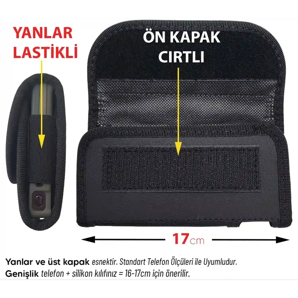 Norino 17cm Cırtlı Yanları Lastikli Toptan Bel Kemer Telefon Kılıfı – Universal Model MSK03 ürün görseli 1