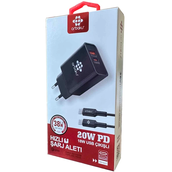 Norino 38WPD / USB + PD Kablo Şarj Aleti Arbaks ARB-015T ürün görseli 1