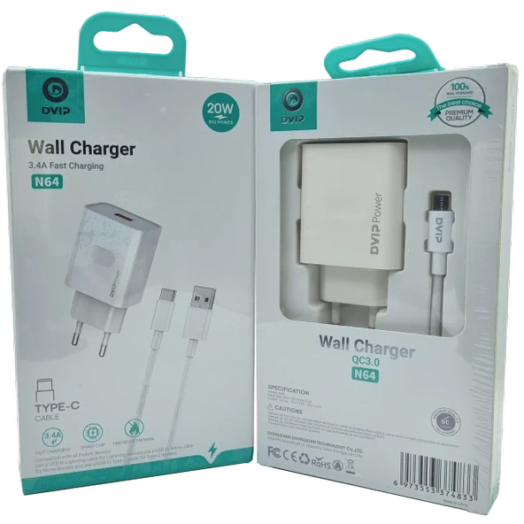 Norino 3.4A QC3.0 Usb Type-C Şarj Aleti DVIP N64 ürün görseli 1