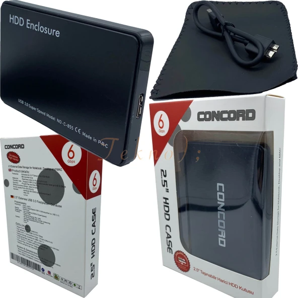 Norino 2.5” USB 3.0 / 6 Gbps Sata Harddisk Hdd Kutusu Concord C-855 ürün görseli 1