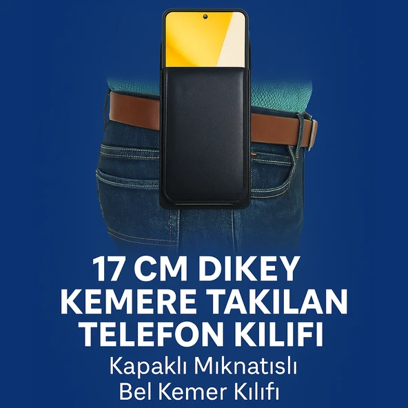 Norino Dikey Kapaklı Mıknatıslı 17 CM Kemere Takılan Suni Deri Telefon Kılıfı (17×8 cm) MSK02 ürün görseli 1