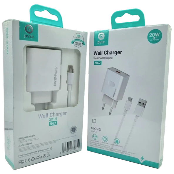 Norino QC3.0 Micro Usb Şarj Aleti DVIP N62 ürün görseli 1