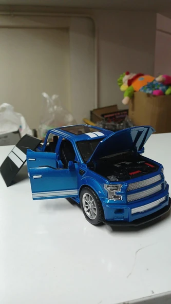 Oyuncak Metal Model  Koleksiyon 1 / 24 Ölçek F 350 Pickup Mavi Kamyon 4x4 Işıklı Sesli ürün görseli 1