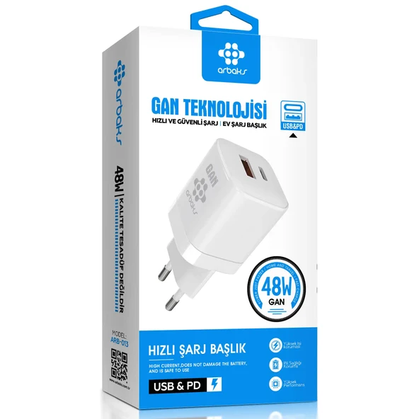 Norino Gan Teknolojisi 48W USB + PD Arbaks Şarj Başlığı Arb-013 ürün görseli 1