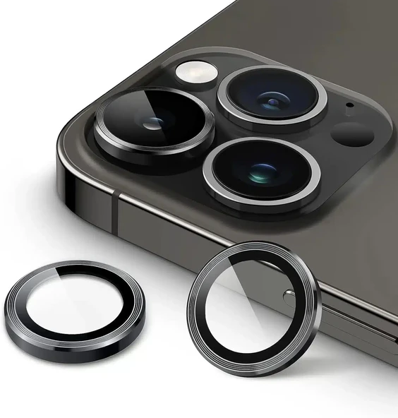 Norino 16 Pro / 15 Pro / 14 Pro / 16 Pro Max / 15 Pro Max / 14 Pro Max – Kamera Lens Koruyucu (Siyah) ürün görseli 1