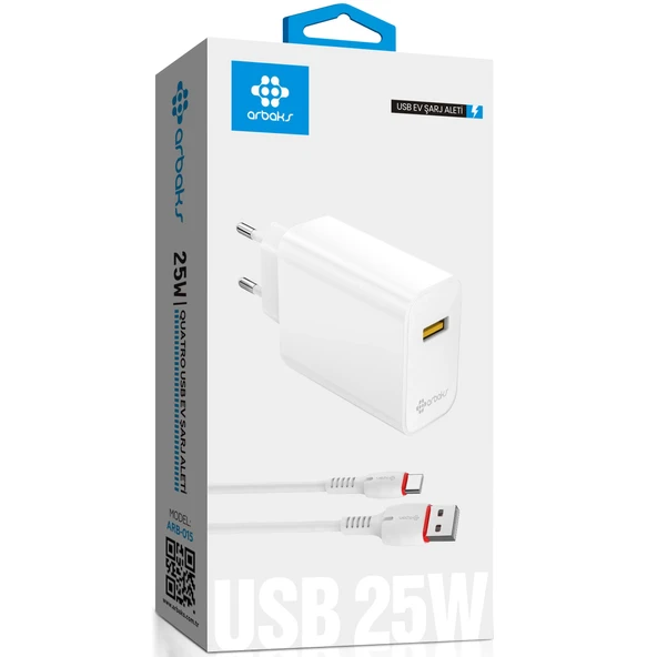 Norino 4.1A 25W QC3 TYPE-C Hızlı Şarj Aleti Arbaks Arb-015-Beyaz ürün görseli 1