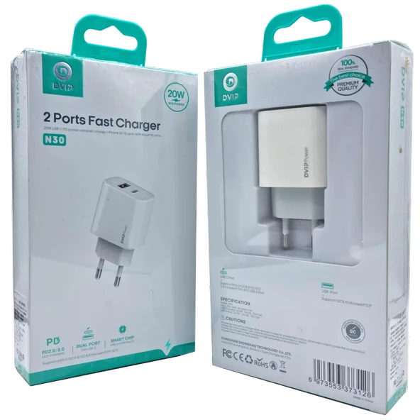 Norino 20W PD + Qc3.0 Usb Çift Girişli Şarj Başlığı DVIP N30 ürün görseli 1
