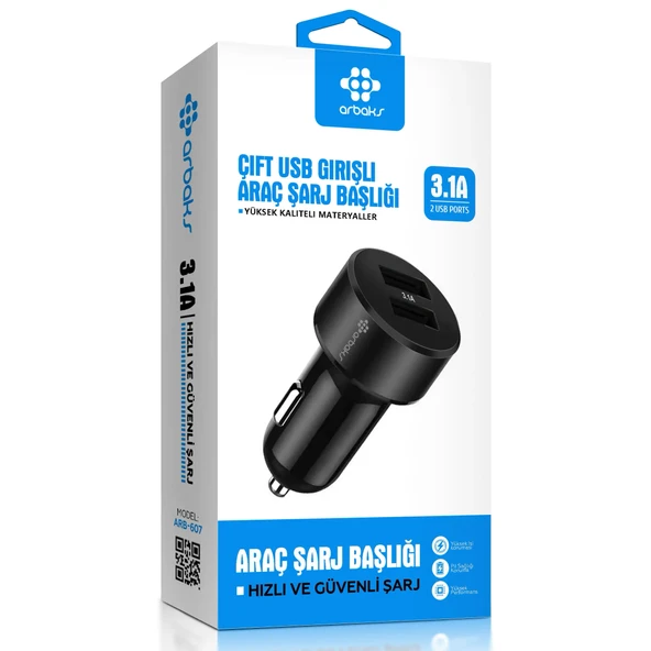 Norino 3.1A Çift Usb Girişli Araç Şarj Başlığı Arbaks ARB-607 ürün görseli 1