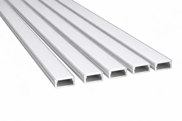 5’li Set LED Kanal Profil Alüminyum 13x6mm 1 Metre Sıva Üstü İnce Kasa Opak Pleksi Difüzörlü Lineer LED Kanal ürün görseli 1