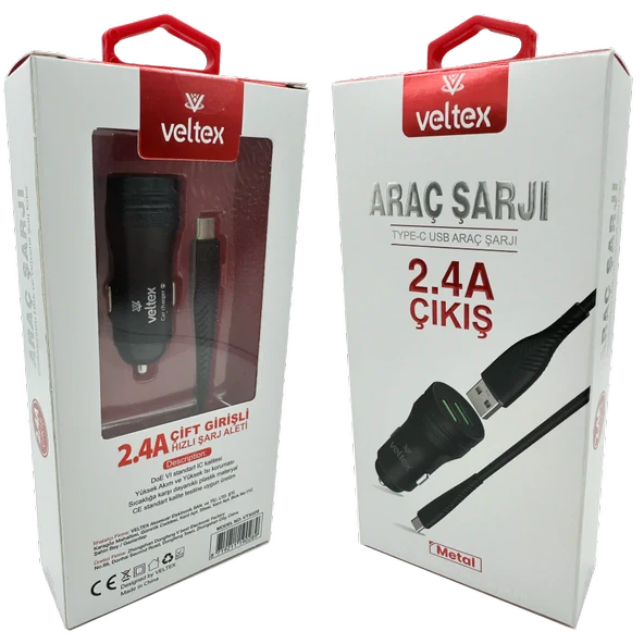 Norino TYPE-C Metal Araç Şarj Seti + Kablo Veltex Vtx-028 ürün görseli 1