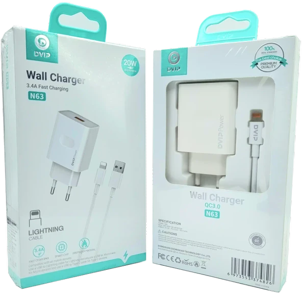 Norino 3.4A QC3.0 Usb İphone Şarj Aleti DVIP N63 ürün görseli 1