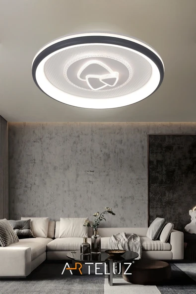 ARTELUZ Üçgen Model Antrasit Modern Plafonyer Avize (50 CM, 3 RENK IŞIK, KUMANDASIZ) ürün görseli 1