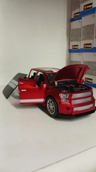 Oyuncak Metal Model  Koleksiyon 1 / 24 Ölçek F 350 Pickup Kırmızı Kamyon 4x4 Işıklı Sesli ürün görseli 1