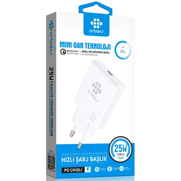 Norino Mini GaN Teknoloji 25W PD 25W Tek Girişli Hızlı Şarj Başlik Arbaks ARB-015B ürün görseli 1