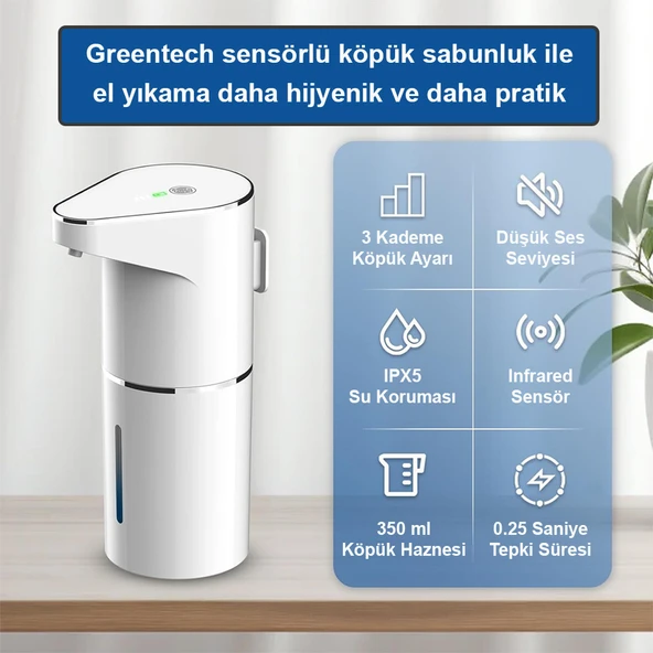 Greentech Sensörlü USB Şarjlı Köpük Sabunluk / GT-SD01 ürün görseli 1