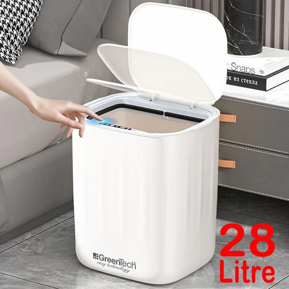 Greentech Sensörlü 28 Litre Çöp Kovası (Şarj Edilebilir Lityum Pilli) / GT-SC07B ürün görseli 1
