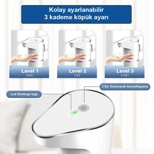 Greentech Sensörlü USB Şarjlı Köpük Sabunluk / GT-SD01 - Resim 2