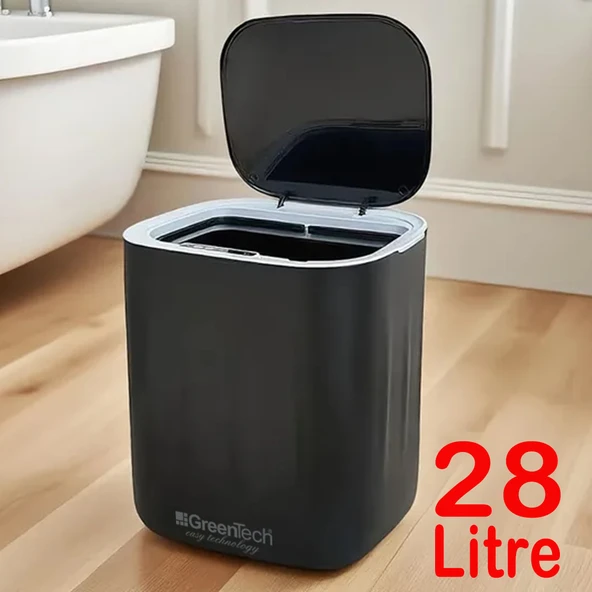 Greentech Sensörlü 28 Litre Çöp Kovası (Şarj Edilebilir Lityum Pilli) / GT-SC07S ürün görseli 1