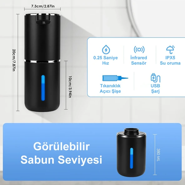 Greentech Sensörlü USB Şarjlı Köpük Sabunluk / GT-SD03S - Resim 2