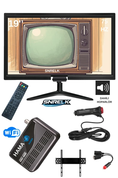 SNRELK 12V Karavan Tekne Yat Araç Uyumlu 49 Ekran Çanaklı-Çanaksız(Wifi) Uydu Alıcılı Full Set Monitör Tv ürün görseli 1