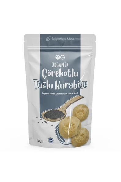 OG natural Organik Çörekotlu Tuzlu Kurabiye 150 gr ürün görseli 1