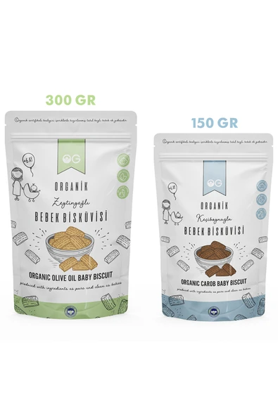 OG natural Organik Keçiboynuzlu ve Zeytinyağlı Bebek Bisküvi Seti +6 Ay ürün görseli 1