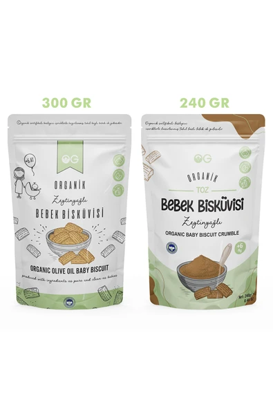 OG natural Organik Bebek Bisküvisi ve Bisküvi Tozu Seti +6 Ay ürün görseli 1