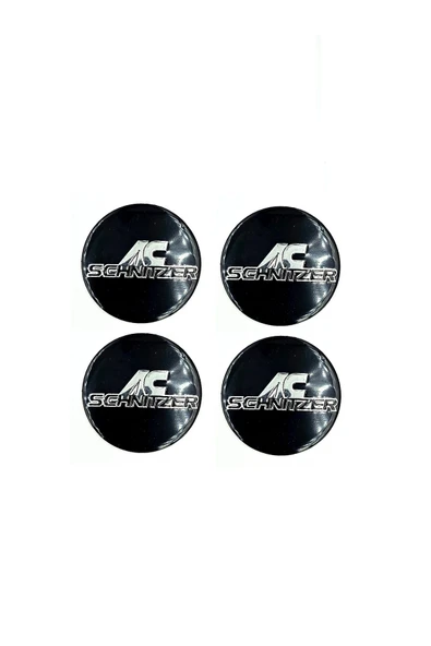 Jant Göbek Arması AC Schnitzer Tasarım Siyah ve Krom Jant Göbeği Sticker 4'lü Set (5,5 CM GENİŞLİK) ürün görseli 1