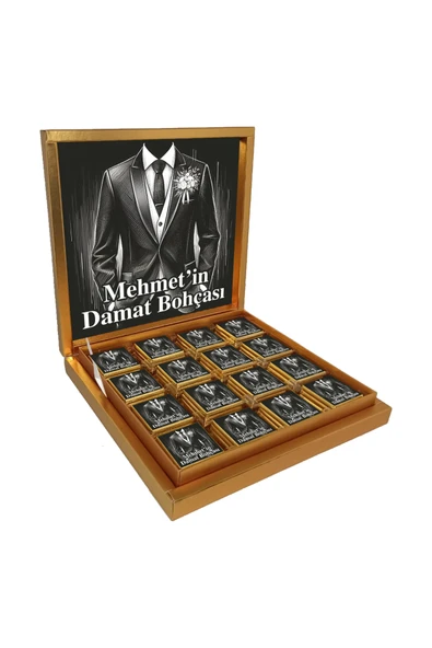 Kişiye Özel İsimli Damat Bohçası Çikolatası - 32 Adet Madlen Çikolata ürün görseli 1