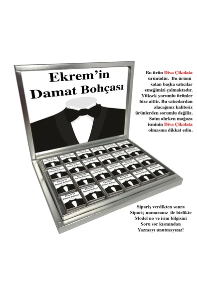 İsimli Kişiye Özel Damat Bohçası Çikolatası 48 Adet Madlen Çikolata ürün görseli 1