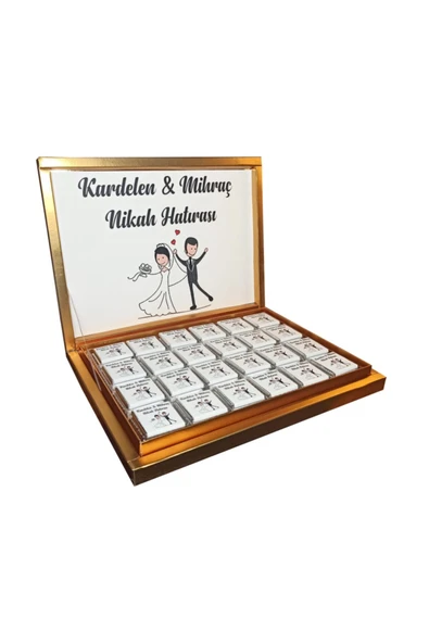 Söz Nişan Nikah Çikolatası (72 Adet Madlen Çikolata) Altın Kutu ürün görseli 1