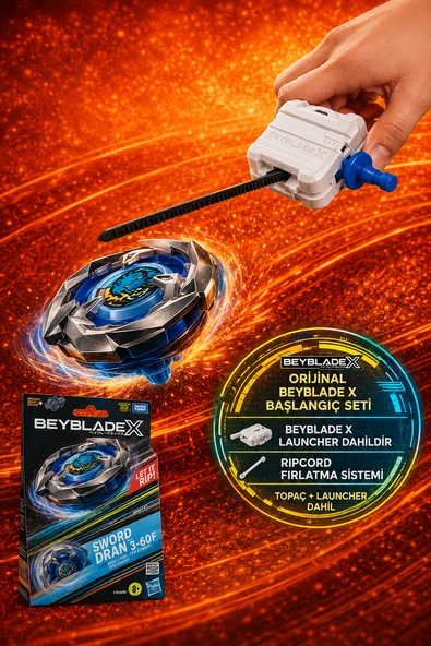 Beyblade X Sword Dran 3-60F Başlangıç Seti Orijinal Takara Tomy Fırlatıcı Dahil Attack Tipi ürün görseli 1