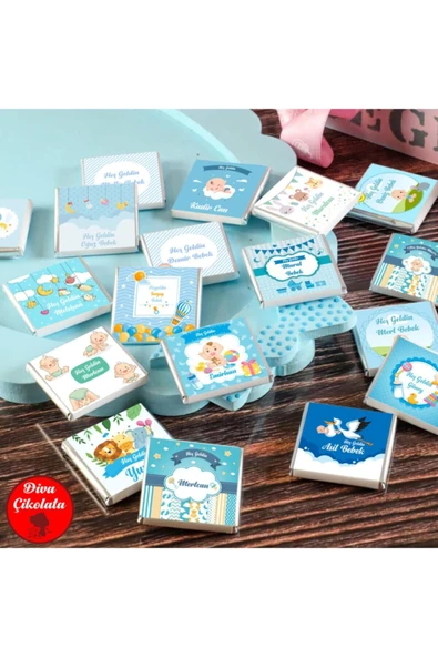 Erkek Bebek Çikolatası 50 Adet Madlen Çikolata Gümüş ürün görseli 1