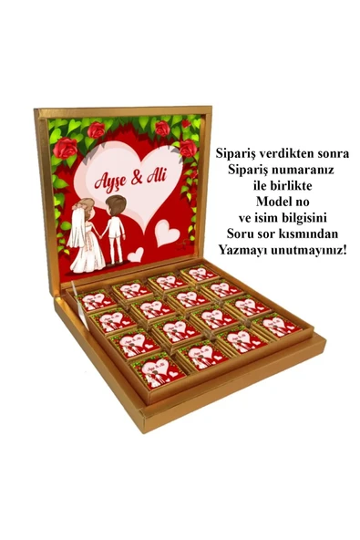 Söz Nişan Nikah Çikolatası (32 Adet Madlen Çikolata) Altın Kutu ürün görseli 1